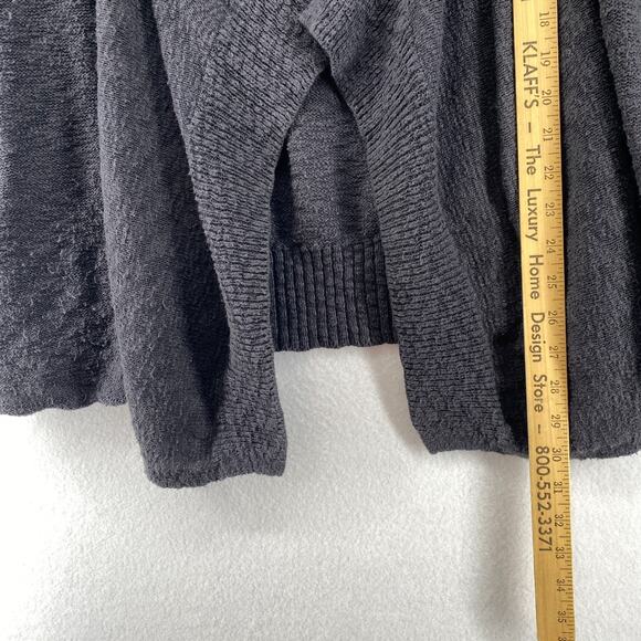 EILEEN FISHER Cardigan XL Organic Cotton Slub Shawl Draped Open Front Gray - Picture 11 of 14